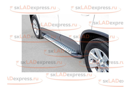Защита порогов Бумер алюминиевая с резинкой для Volkswagen Tiguan ТехноСфера_1