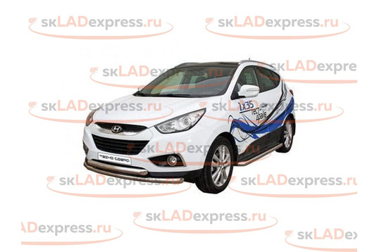 Защита порогов с алюм.листом d63,5 нерж для Hyundai IX35 ТехноСфера_1