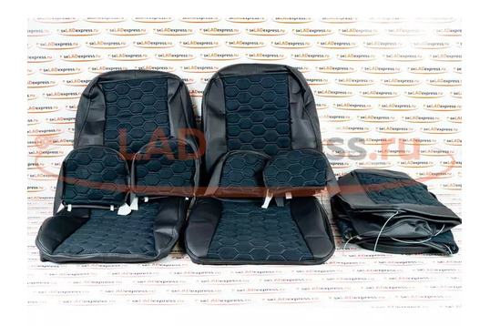 Обивка сидений (не чехлы) экокожа с алькантарой (цветная строчка Соты) на Шевроле Нива после 2014 г.в., Лада Нива 2123_1