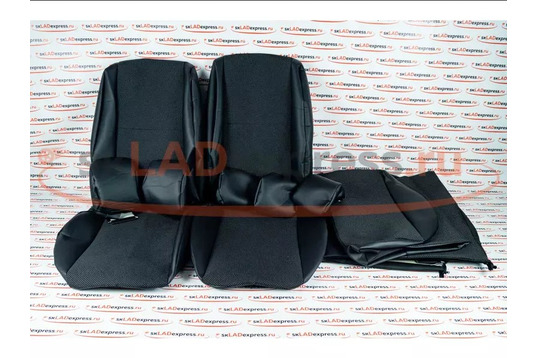 Обивка сидений (не чехлы) экокожа с тканью под цельный задний ряд сидений на Лада Гранта FL_1