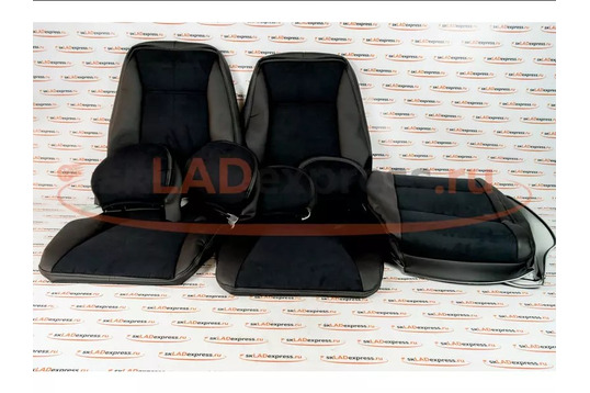 Обивка сидений (не чехлы) экокожа с алькантарой под цельный задний ряд сидений на Лада Гранта_1