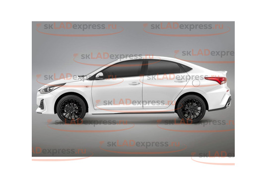 Накладки порогов ЮролТюнинг на Hyundai Solaris 2010-2014 г.в._1