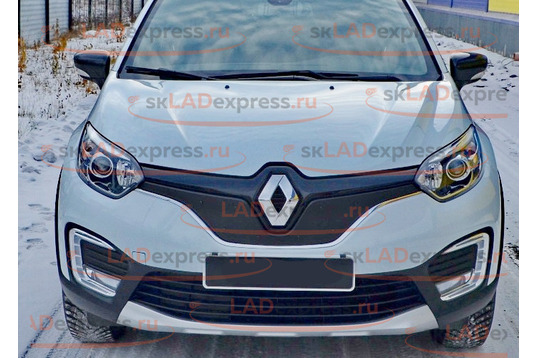 Зимняя заглушка решетки радиатора верхняя с установочным комплектом КАРТ на Renault Kaptur до 2020 г.в._1
