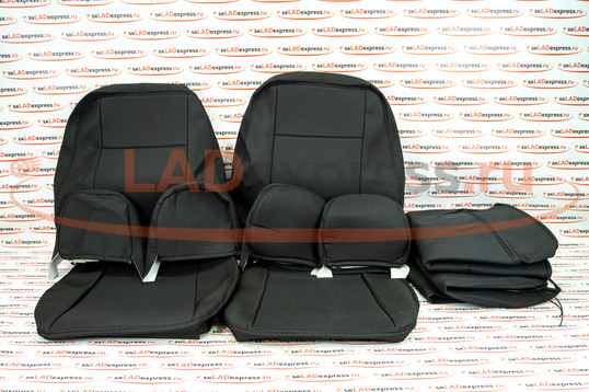 Обивка сидений (не чехлы) черная ткань (центр черная ткань 10мм) на Лада Приора седан_1