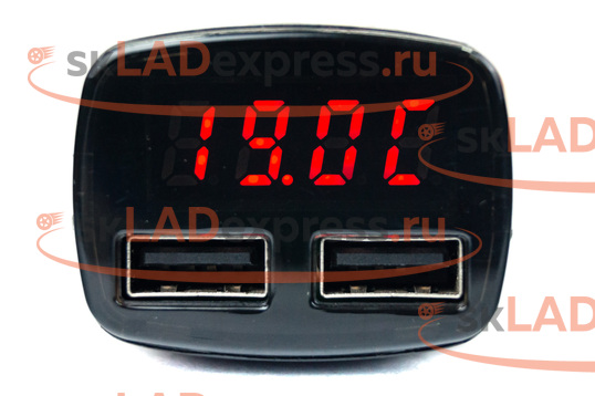 Вольтметр в прикуриватель 4 в 1 с функцией зарядного устройства USB, красная подсветка_1