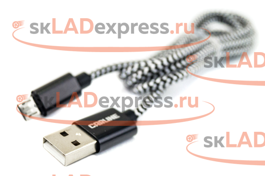 USB-кабель, разъем microUSB, тканевая оплетка универсальный_1