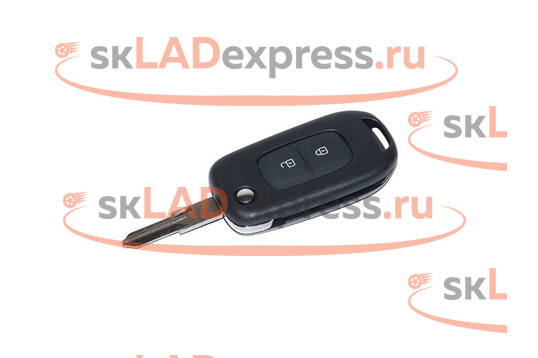 Ключ выкидной замка зажигания HITAG AES на 2 кнопки с логотипом бренда хром оригинальный на Renault Duster, Megane с 2016 г.в._1