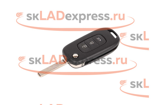 Ключ выкидной замка зажигания HITAG AES на 3 кнопки с логотипом бренда хром оригинальный на Renault Duster, Megane с 2016 г.в._1