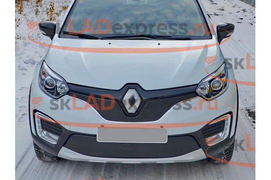 Комплект зимних заглушек решетки радиатора с установочным комплектом КАРТ на Renault Kaptur до 2020 г.в._1