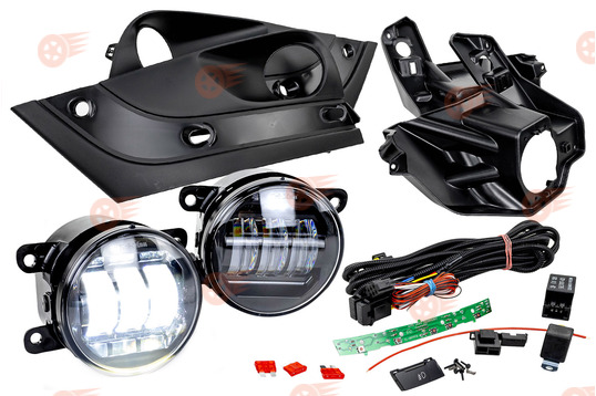 Комплект подключения ПТФ ML Auto Light Technology с платой, противотуманными фарами Sal-Man 65W, рамками и кронштейнами на Лада Веста_1