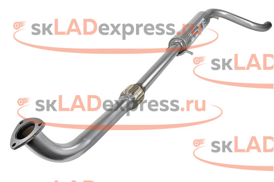 Резонатор с гофрой под паук, нержавеющая сталь Stinger Auto на Лада Калина_1
