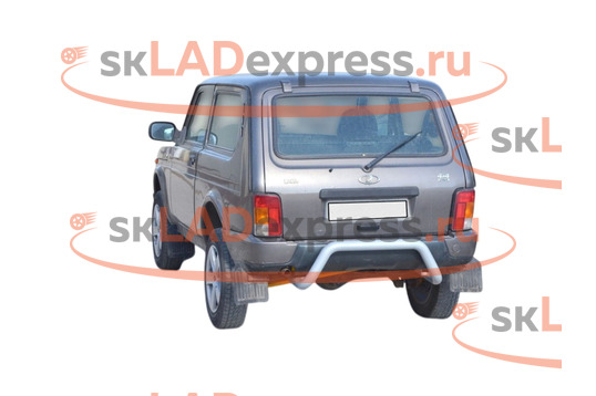 Защита заднего бампера Дуга d63,5, нержавеющая сталь ТехноСфера на Лада Нива 4х4, Нива Легенд с бамперами Урбан_1