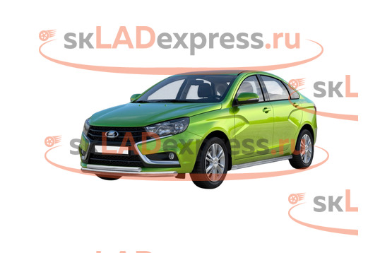 Защита переднего бампера Труба двойная d51 ТехноСфера на Лада Веста_1