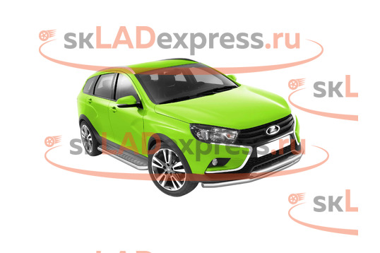 Защита переднего бампера Труба двойная d51 ТехноСфера на Лада Веста Кросс_1