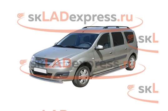 Защита переднего бампера Труба d51, нержавеющая сталь ТехноСфера на Лада Ларгус FL_1
