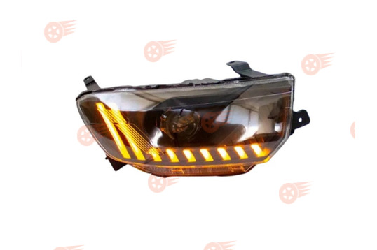 Блок-фара правая, маска Audi-Style, Bi-LED линза, динамический розжиг ДХО и поворотника ML на Лада Гранта FL_1