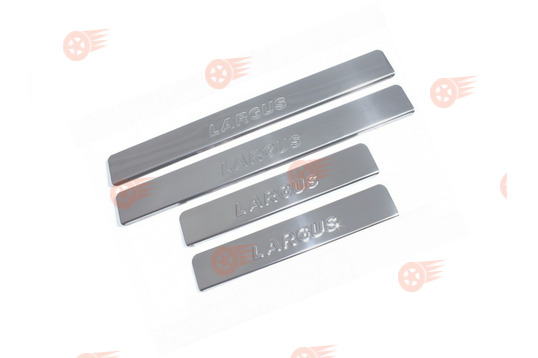 Накладки на пороги хромированные из нержавеющей стали на Лада Ларгус с 2012 г.в._1