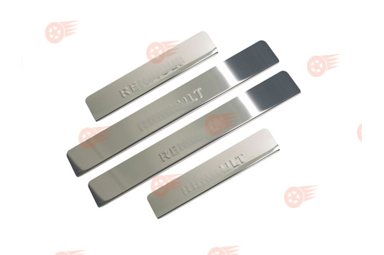 Накладки на пороги хромированные с надписью на Renault Sandero, Logan_1