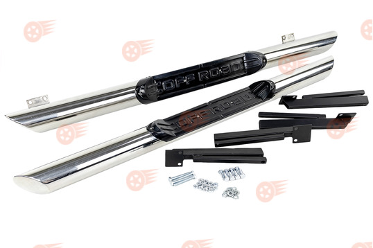 Защита порогов 76 мм с накладками (НПС) ПТ на 3-дверную Лада Нива 4х4, Нива Легенд_1