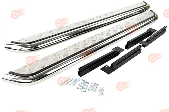 Защита порогов 51 мм с алюминиевой площадкой (НПС) ПТ на 3-дверную Лада Нива 4х4, Нива Легенд_1