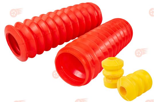 Комплект красных силиконовых пыльников задних амортизаторов с отбойниками на ВАЗ 2108-2115, Лада Гранта, Калина, Приора_1