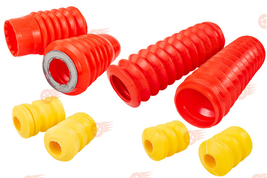 Комплект красных силиконовых пыльников  амортизаторов передней и задней подвески с отбойниками на ВАЗ 2108-2115, Лада Гранта, Калина, Приора_1