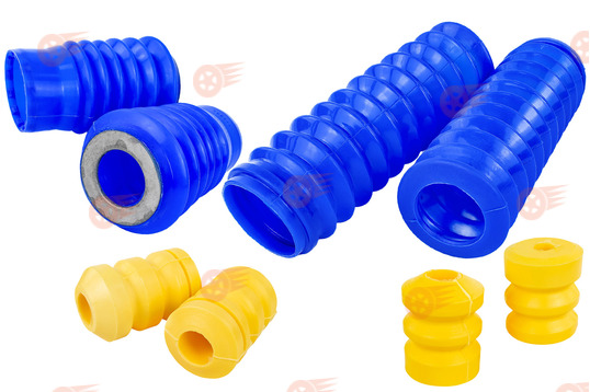 Комплект синих силиконовых пыльников амортизаторов передней и задней подвески с отбойниками на ВАЗ 2108-2115, Лада Гранта, Калина, Приора_1