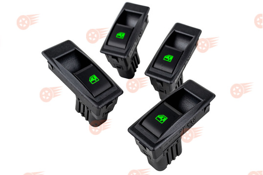 Комплект кнопок стеклоподъемника нового образца, зеленая подсветка, 4 шт АВАР на Лада Калина, Калина 2, Гранта_1