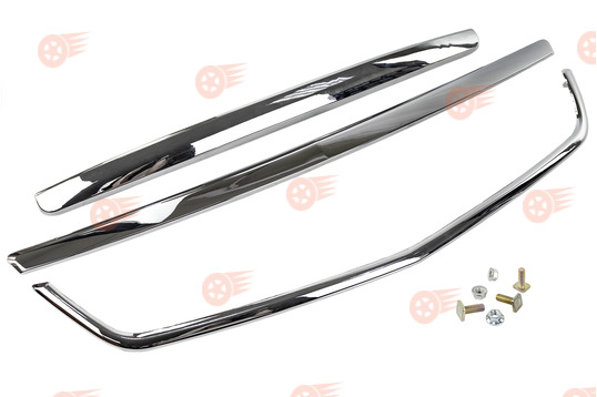 Комплект хромированных молдинга переднего бампера, сабель капота и заднего номера на Лада Приора SE, Приора 2_1