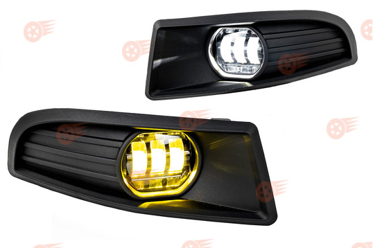 ПТФ светодиодные двухцветные (бело-синий 6000К и желтый 3000К) 50W, 8600lux Sal-Man на Skoda Octavia 2008-2013 г.в._1