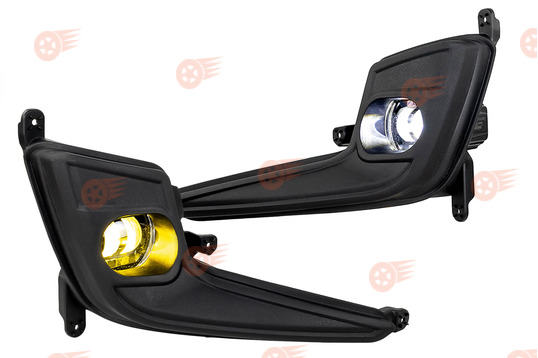 ПТФ светодиодные двухцветные (бело-синий 6000К и желтый 3000К) 50W, 8600lux Sal-Man на KIA Rio 3 2011-2015 г.в._1