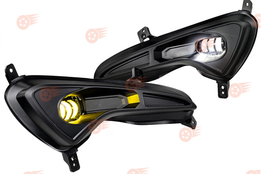 ПТФ светодиодные двухцветные (бело-синий 6000К и желтый 3000К) 50W, 8600lux Sal-Man на Hyundai Solaris 2014-2017 г.в._1