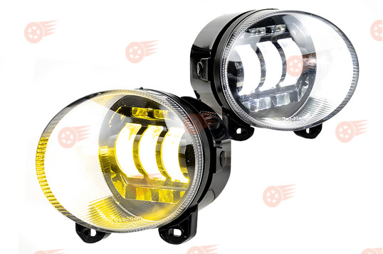 ПТФ светодиодные двухцветные (бело-синий 6000К и желтый 3000К) 50W, 8600lux Sal-Man на BMW X5 2000-2007 г.в._1