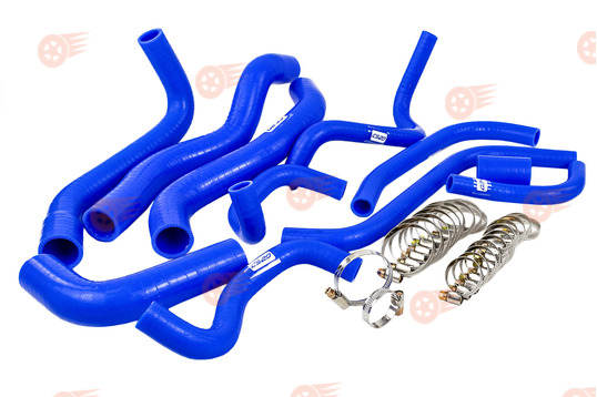 Комплект синих силиконовых патрубков двигателя 21082 CS20 Profi с хомутами на ВАЗ 2108-21099, 2113-2115_1