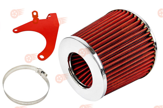 Комплект красного воздушного фильтра нулевого сопротивления с кронштейном на 8кл ВАЗ 2108-2115, Лада Гранта, Гранта FL, Калина, Калина 2, Приора инжектор_1
