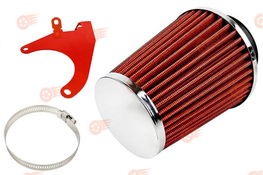 Комплект красного закрытого воздушного фильтра нулевого сопротивления с кронштейном на 8кл ВАЗ 2108-2115, Лада Гранта, Гранта FL, Калина, Калина 2, Приора_1