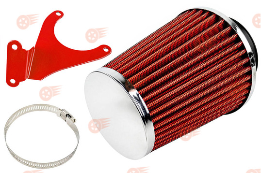 Комплект красного закрытого воздушного фильтра нулевого сопротивления с кронштейном на 16кл ВАЗ 2110-2112, 2113, 2114 Супер-Авто, Лада Гранта, Гранта FL, Калина, Калина 2, Приора_1