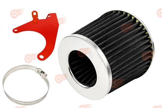 Комплект черного воздушного фильтра нулевого сопротивления с красным кронштейном на 8кл ВАЗ 2108-2115, Лада Гранта, Гранта FL, Калина, Калина 2, Приора_1