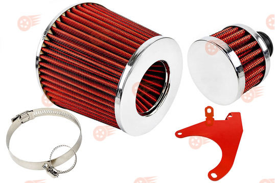 Комплект красных фильтров нулевого сопротивления (воздушный и картерных газов) с кронштейном на 8кл ВАЗ 2108-2115, Лада Гранта, Гранта FL, Калина, Калина 2, Приора_1