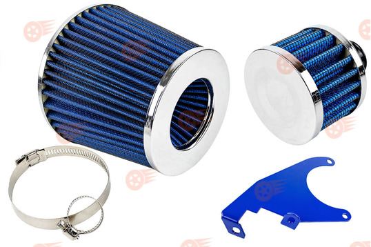 Комплект синих фильтров нулевого сопротивления (воздушный и картерных газов) с кронштейном на 8кл ВАЗ 2108-2115, Лада Гранта, Гранта FL, Калина, Калина 2, Приора_1