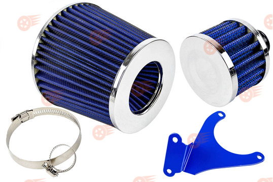 Комплект синих фильтров нулевого сопротивления (воздушный и картерных газов) с кронштейном на 16кл ВАЗ 2110-2112, 2113, 2114 Супер-Авто, Лада Гранта, Гранта FL, Калина, Калина 2, Приора_1