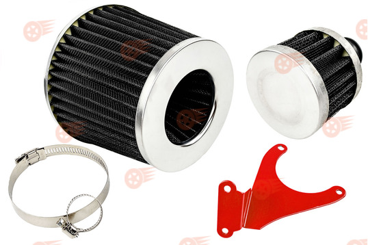 Комплект черных фильтров нулевого сопротивления (воздушный и картерных газов) с красным кронштейном на 16кл ВАЗ 2110-2112, 2113, 2114 Супер-Авто, Лада Гранта, Гранта FL, Калина, Калина 2, Приора_1