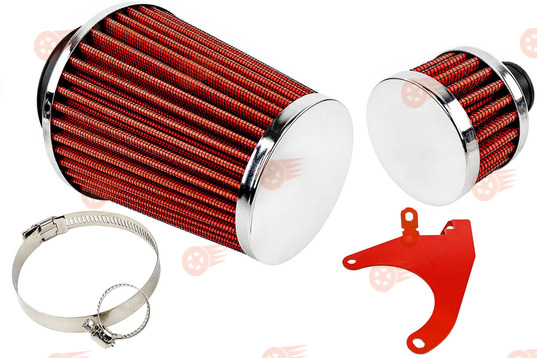 Комплект закрытых красных фильтров нулевого сопротивления (воздушный и картерных газов) с кронштейном на 8кл ВАЗ 2108-2115, Лада Гранта, Гранта FL, Калина, Калина 2, Приора_1