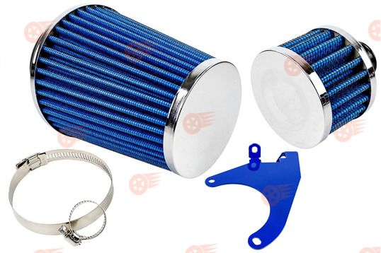 Комплект закрытых синих фильтров нулевого сопротивления (воздушный и картерных газов) с кронштейном на 8кл ВАЗ 2108-2115, Лада Гранта, Гранта FL, Калина, Калина 2, Приора_1