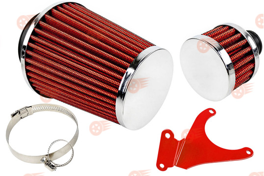 Комплект закрытых красных фильтров нулевого сопротивления (воздушный и картерных газов) с кронштейном на 16кл ВАЗ 2110-2112, 2113, 2114 Супер-Авто, Лада Гранта, Гранта FL, Калина, Калина 2, Приора_1