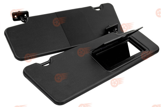 Комплект черных солнцезащитных козырьков, пассажирский с открывающимся зеркалом на Лада Приора, Приора 2_1