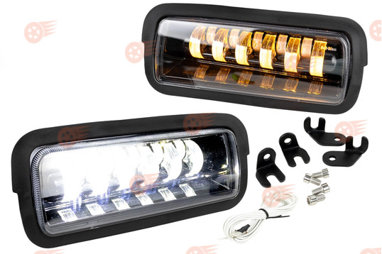 Подфарники светодиодные 11 полос, ДХО, динамический поворотник, прожектор, дальний свет Sal-Man на Лада Нива 4х4, Нива Легенд_1