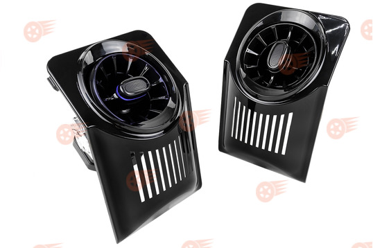 Комплект регулируемых дефлекторов AMG-Style с синей подсветкой с черными лаковыми переходниками на ВАЗ 2104, 2105, 2107_1