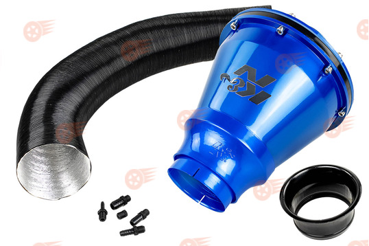 Комплект холодного впуска со встроенным фильтром закрытого типа в синем корпусе K&N Apollo Style универсальный на ВАЗ и иномарки_1