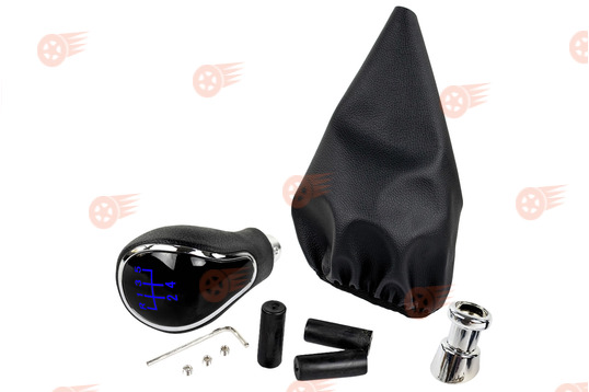 Ручка КПП хром, синяя подсветка Sal-Man с пыльником на ВАЗ 2108, 2109, 21099_1